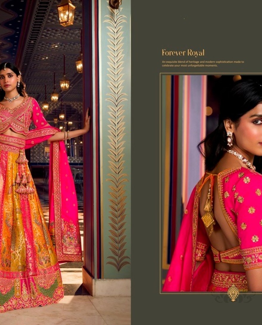 10382 - Glorious Embroidered Banarasi Multi Colour Designer Lehenga Choli